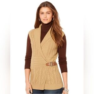 Ralph Lauren Camel Cable Knit Sweater Vest